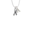 Ribbon with Softball Crystal Initial - Sophia Necklace