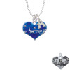 Large Blue Flying Santa Heart with AB Crystals Crystal Initial - Sophia Necklace