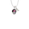 Wide Hot Pink Cheetah Print Band Spinner Crystal Initial - Sophia Necklace