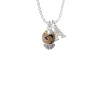 Wide Tan Cheetah Print - Gold Tone Spinners Crystal Initial - Sophia Necklace
