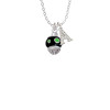 Lime Green Dots on Black Spinner Crystal Initial - Sophia Necklace
