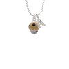 Wide Black Dots on Tan - Gold Tone Spinner Crystal Initial - Sophia Necklace