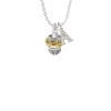 Gold Tone Dragon with Silver Tone Border Spinner Crystal Initial - Sophia Necklace