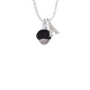 12mm Faceted Black Glass Spinner Crystal Initial - Sophia Necklace