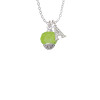12mm Faceted Lime Glass Spinner Crystal Initial - Sophia Necklace