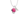Hot Pink Ladybug Spinner Crystal Initial - Sophia Necklace