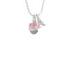 Soft Pink Plumerias - Silver Tone Spinner Crystal Initial - Sophia Necklace