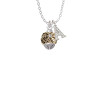 Snowflake with Crystal - Gold Tone Spinner Crystal Initial - Sophia Necklace