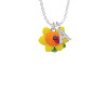 Fimo Clay Sunflower with Ladybug Crystal Initial - Sophia Necklace