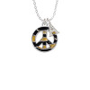 Large Brown Tiger Print Peace Sign Crystal Initial - Sophia Necklace