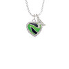Lime Green Zebra Print Heart Crystal Initial - Sophia Necklace