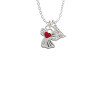 Lined Angel with Red Heart Crystal Initial - Sophia Necklace
