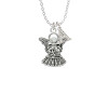 Antiqued Angel with Bow & Crystal Crystal Initial - Sophia Necklace