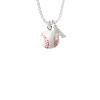 Resin 1/2" Baseball Crystal Initial - Sophia Necklace