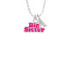 Hot Pink ''Big Sister'' with Heart Crystal Initial - Sophia Necklace