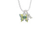 Small Lime Green & Blue Butterfly Crystal Initial - Sophia Necklace