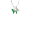 Lime Green Butterfly with 2 Lime Green Crystals Crystal Initial - Sophia Necklace