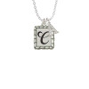 Pebble Border Initial - C Crystal Initial - Sophia Necklace
