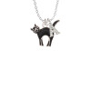 Black Standing Cat Crystal Initial - Sophia Necklace