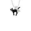 Arching Black Cat Crystal Initial - Sophia Necklace