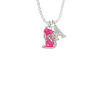 Hot Pink Glitter Cat Crystal Initial - Sophia Necklace