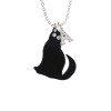 Acrylic Sitting Black Cat with Crystal Eyes Crystal Initial - Sophia Necklace