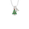 Green Christmas Tree with Red Crystals Crystal Initial - Sophia Necklace