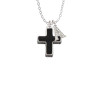 Large Black Enamel Cross with Decorated Sides Crystal Initial - Sophia Necklace