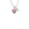 Small Pink Cupcake with Crystal Sprinkles Crystal Initial - Sophia Necklace