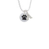Black Paw on White Disc Crystal Initial - Sophia Necklace