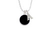 Small Black Enamel Disc Crystal Initial - Sophia Necklace