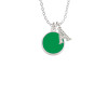 Small Green Enamel Disc Crystal Initial - Sophia Necklace