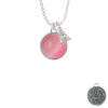 Round - Imitation Cat's Eye - Pink - Crystal Initial - Sophia Necklace