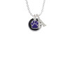 Purple Paw on Black Disc Crystal Initial - Sophia Necklace