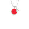 Small Red Enamel Disc Crystal Initial - Sophia Necklace