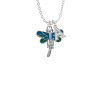Dragonfly with Green & Blue Wings Crystal Initial - Sophia Necklace