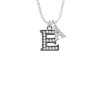 Crystal Black Initial - E - Beaded Border - Crystal Initial - Sophia Necklace