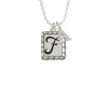 Pebble Border Initial - F Crystal Initial - Sophia Necklace