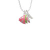 Hot Pink Tropical Fish with Lime Green Stripe Crystal Initial - Sophia Necklace