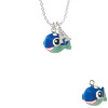 Resin Blue Fish with Pink Polka Dots Crystal Initial - Sophia Necklace