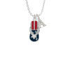 USA Patriotic Flip Flop with White Star Crystal Initial - Sophia Necklace