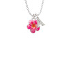 Hot Pink and Orange Flower Crystal Initial - Sophia Necklace