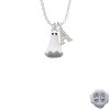 3-D White Ghost with Black Crystals Crystal Initial - Sophia Necklace
