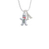 Gingerbread Man with Red Scarf and Green Buttons Crystal Initial - Sophia Necklace