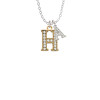 Crystal Gold Tone Initial - H - Beaded Border - Crystal Initial - Sophia Necklace