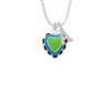 Lime Green & Hot Blue Heart with Black Ruffles Crystal Initial - Sophia Necklace