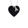 Acrylic 1" Black Heart Crystal Initial - Sophia Necklace