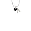 Acrylic 5/16" Black Heart Crystal Initial - Sophia Necklace