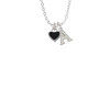 Mini Two Sided Black Heart Crystal Initial - Sophia Necklace