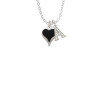 Small Long Black Heart Crystal Initial - Sophia Necklace